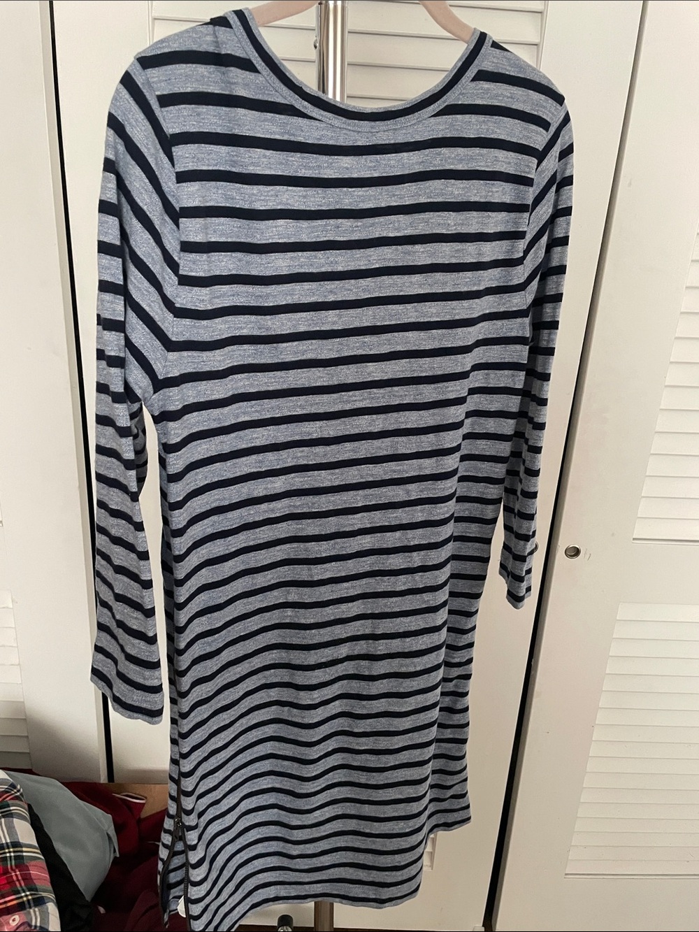J. Crew Light Blue and Navy Striped Knit Shift Dress - Picture 7 of 7